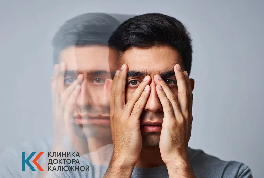 Мужчина в состоянии алкогольного делирия